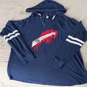 Navy Blue Hoodie with Red Buffalo Graphic
